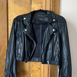 Faux leather cropped jacket